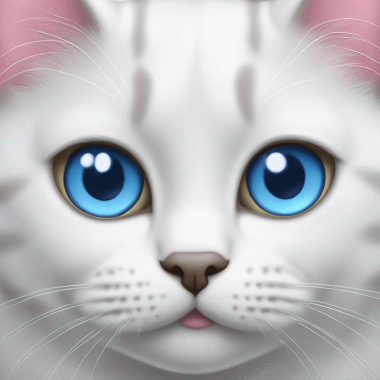 British cat white with blue eyes and pink nose emoji