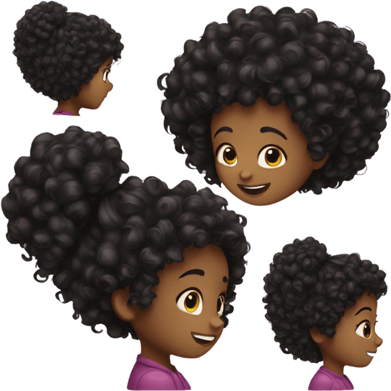 Black curly hair girl doing hair emoji