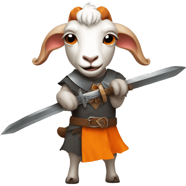 Goat with orange hair and a sword emoji