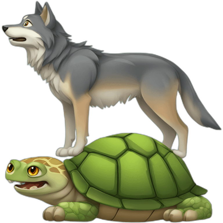 Loup avec une tortue emoji