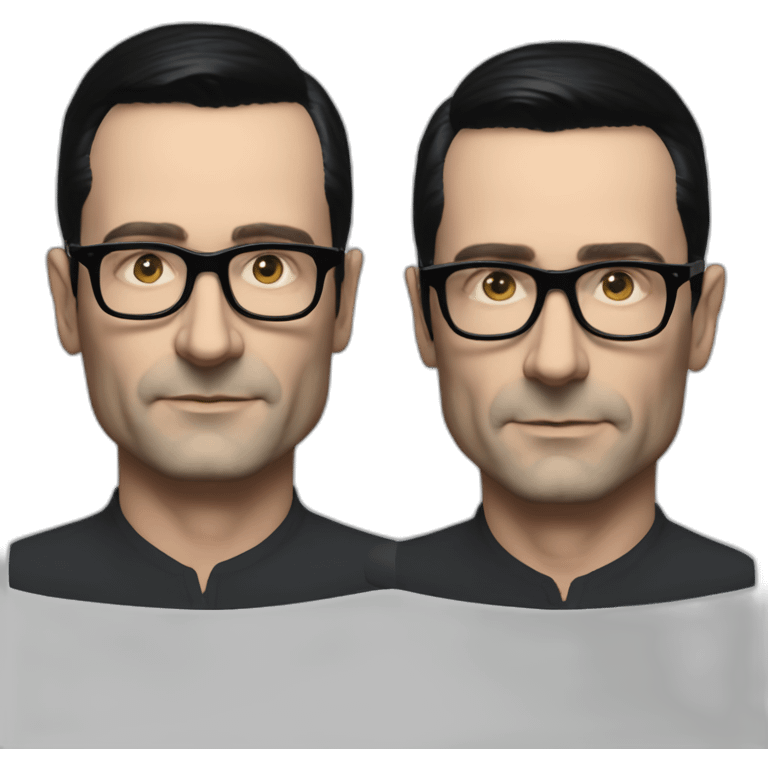 photo realistic Ralf Hutter from Kraftwerk, short straight black hair, black glasses emoji