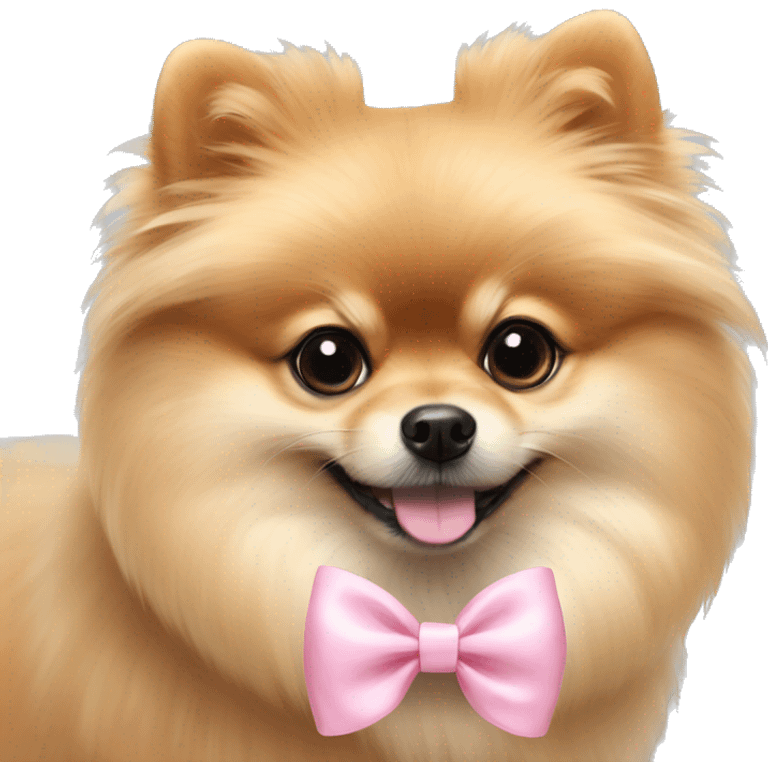 Pomeranian with pastel pink bow emoji