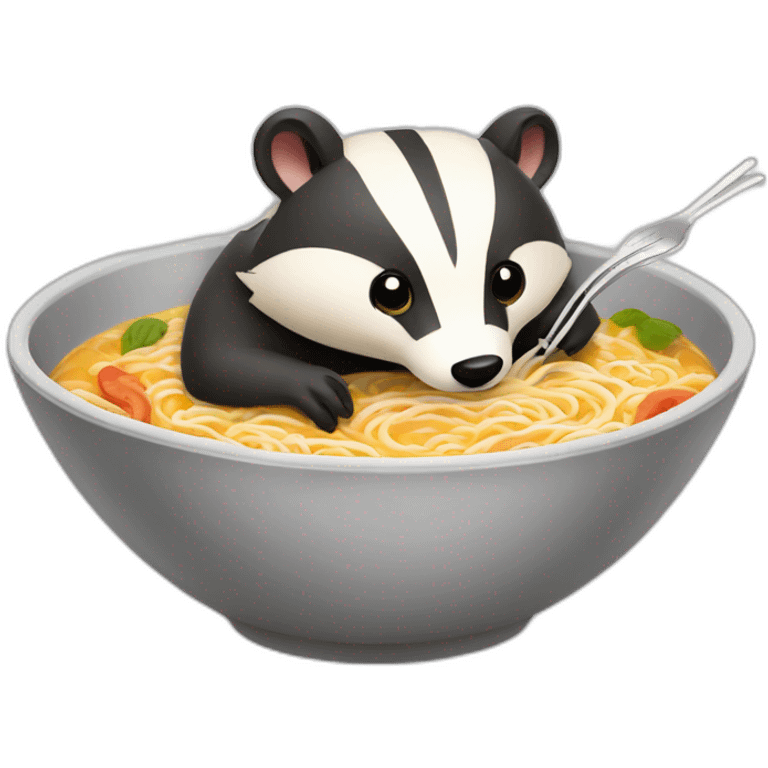 A badger eating ramen emoji