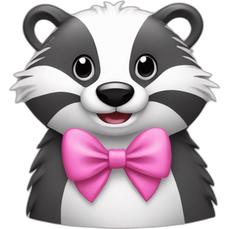 happy badger with pink bow hair emoji