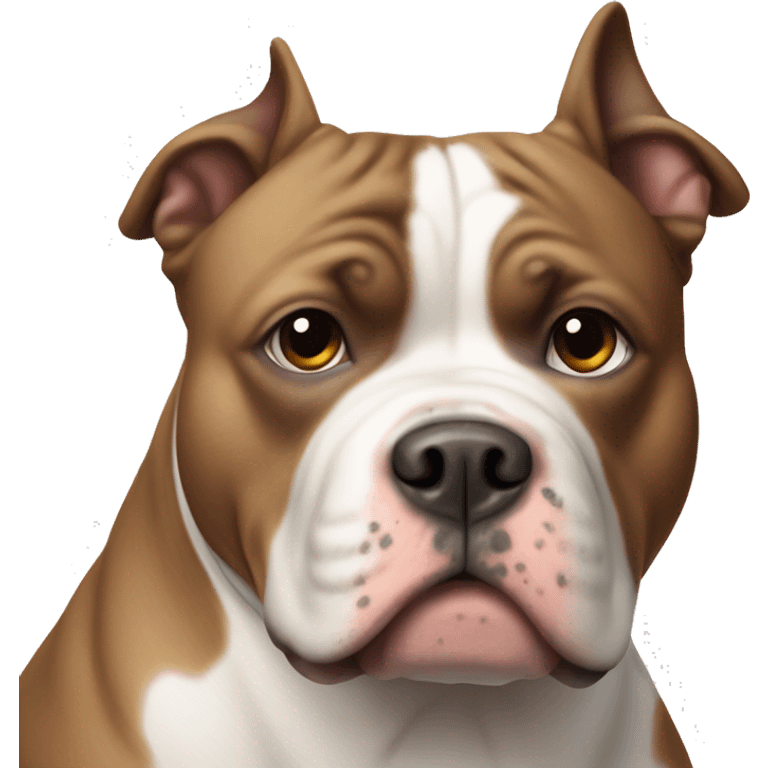 American bully dog that’s all white with a brown patch on the side of its face emoji