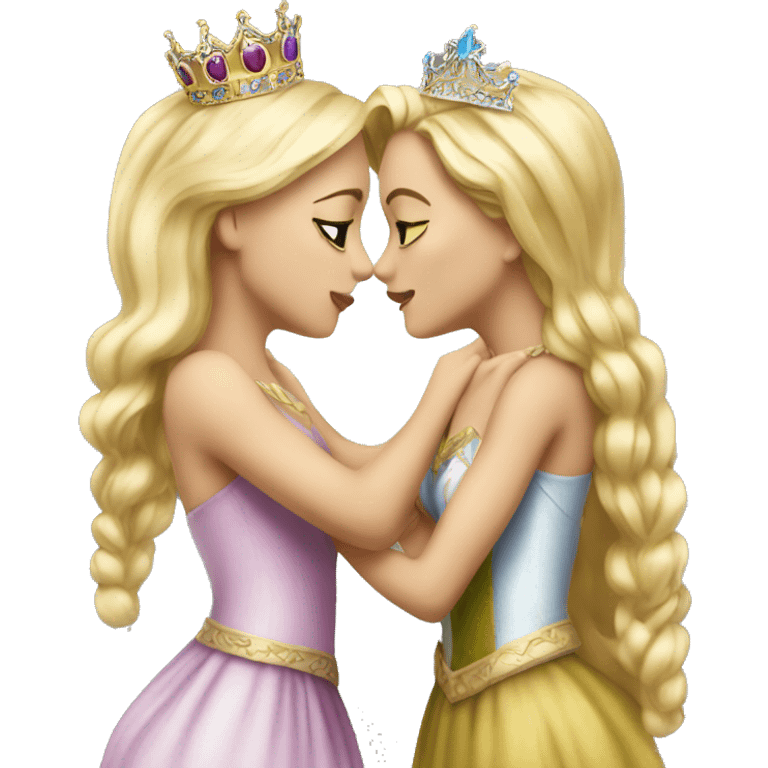 2 women princesses couple blonde kiss emoji