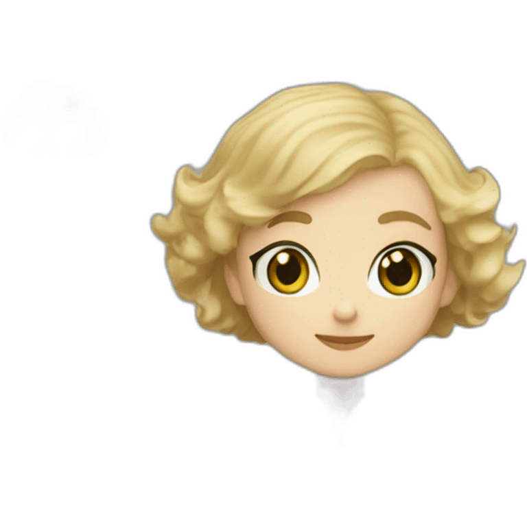 Slytherin girl with short wavy ash blonde bob hair and blue eyes eating chips and cheese wearing a wizard robe emoji