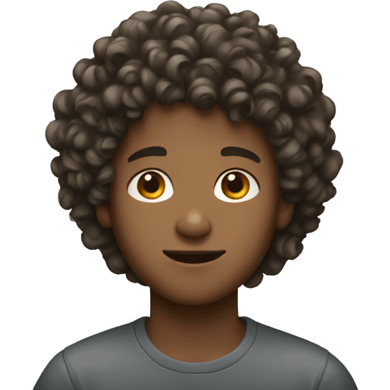 Boy with curly hair with iphone  emoji