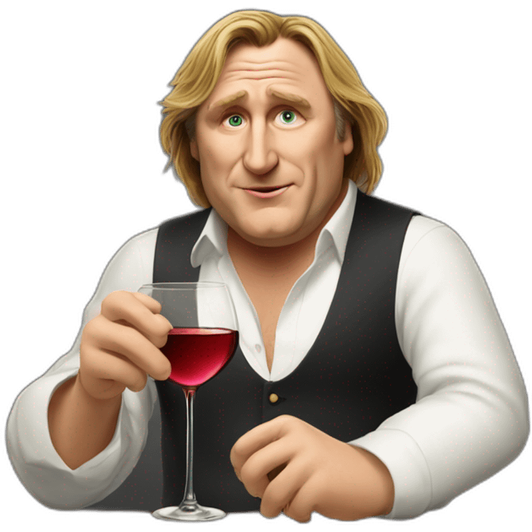 Depardieu drinking wine emoji