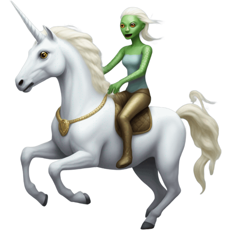 reptilian alien woman on a white unicorn emoji