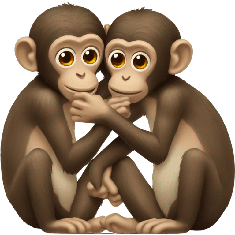 Two monkeys kissing emoji