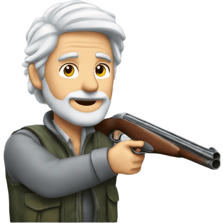 Long grey haired man Clay pigeon shooting emoji