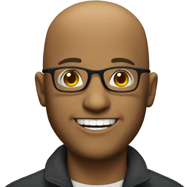 bald man with glasses smiling emoji