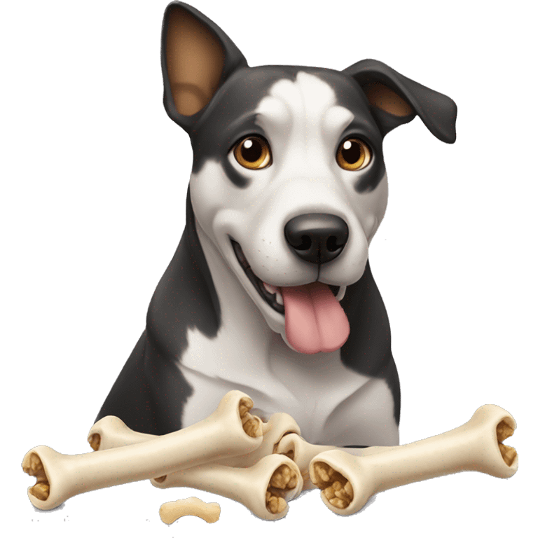 Dog eating bones emoji