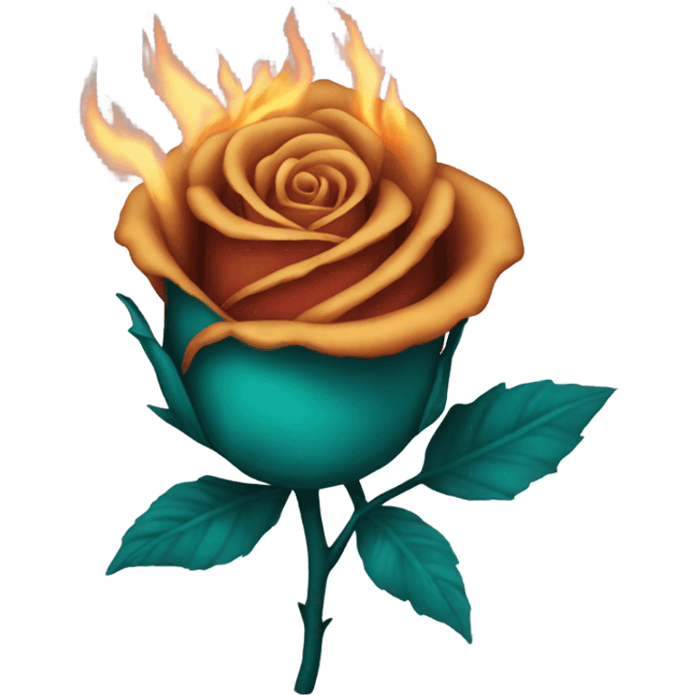 Burning teal rose emoji