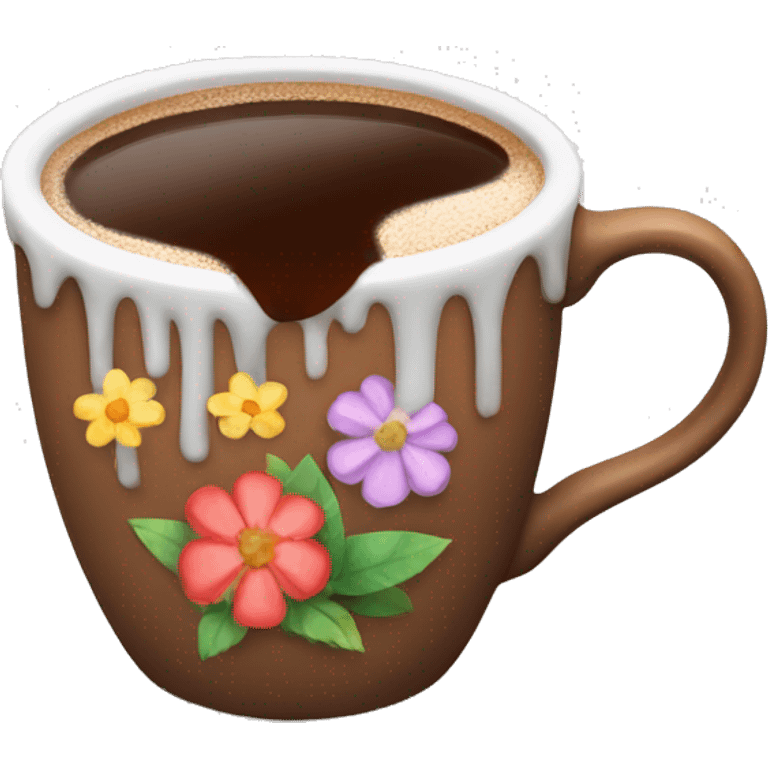 Hot coca cup with flowers  emoji