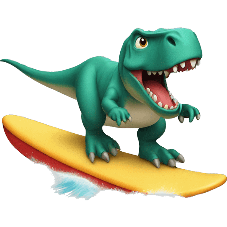 Trex surfing wearing a tootoo emoji