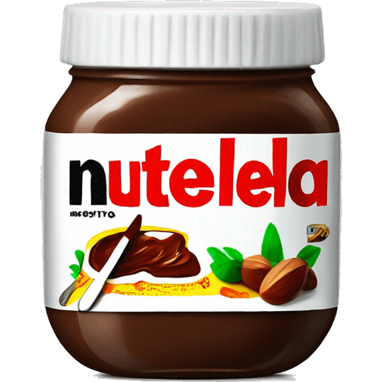 an opened nutella jar with a rounded knife half inside it emoji