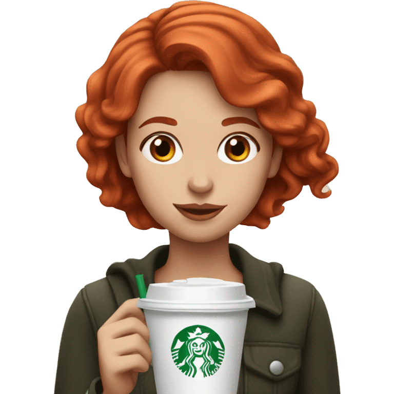 Red head girl drinking Starbucks emoji