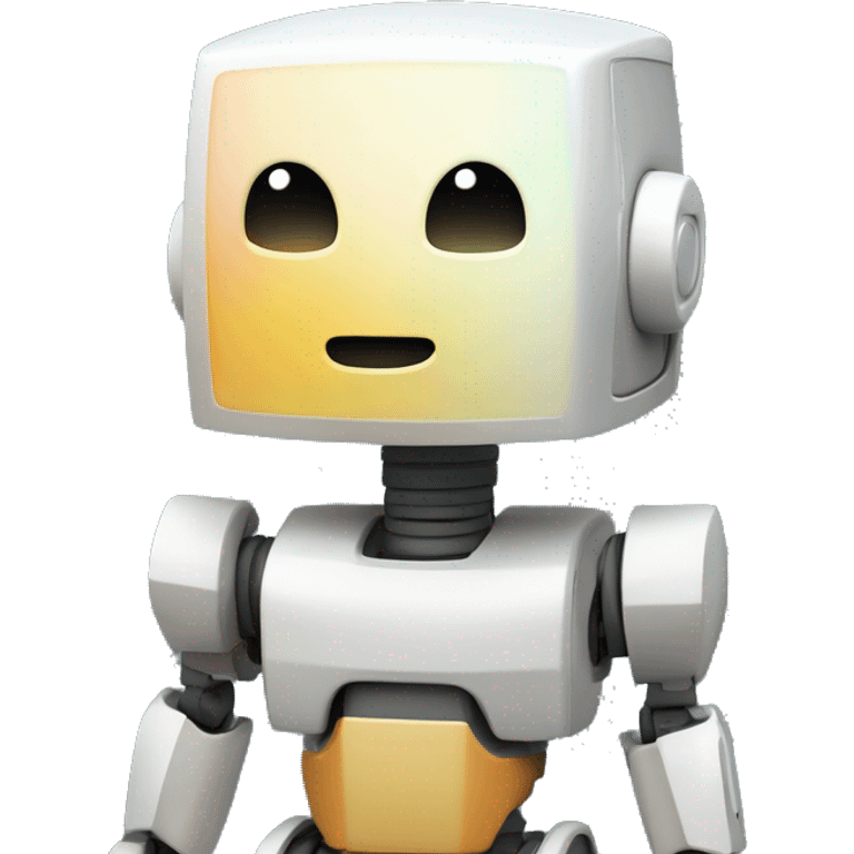 a cute chibi Cubic-styled humanoid faceless robot with a cubic head. The robot should have a big mosaic of shades and design, giving it a pixelated, modern look. It should be waving a BITCOIN flag while saying 'GM' in a dynamic and energetic manner
 emoji