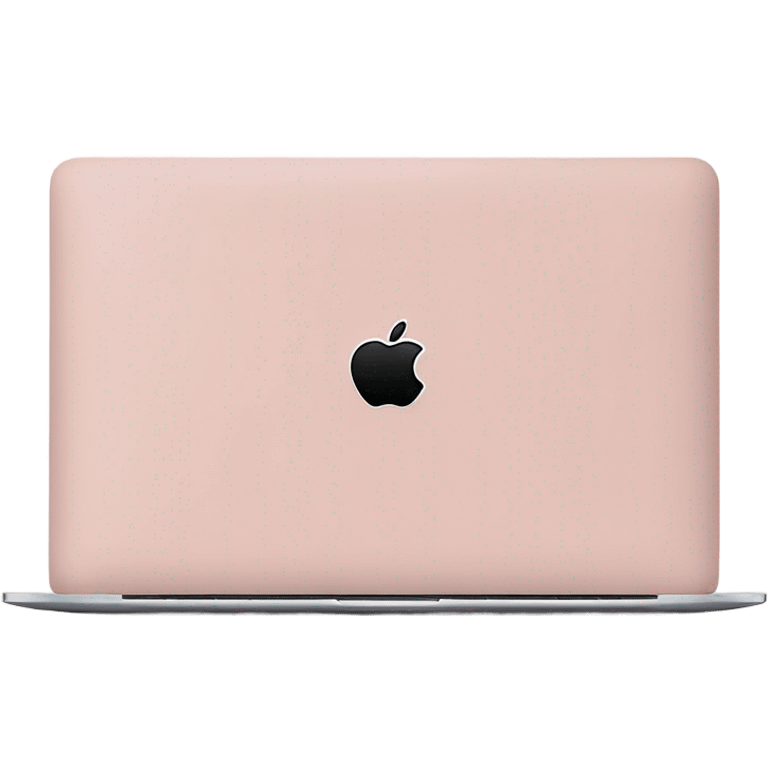 A sleek and modern MacBook Air laptop in a soft pastel pink color, placed on a white background. The Apple logo on the back of the screen is black, contrasting elegantly with the pink finish. The laptop is slightly open, showing a glimpse of the black keyboard and silver edges. The design is minimalist and stylish, reflecting a premium aesthetic. emoji