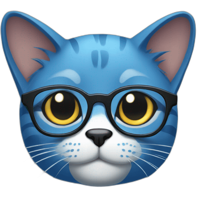 Blue cat with glasses emoji