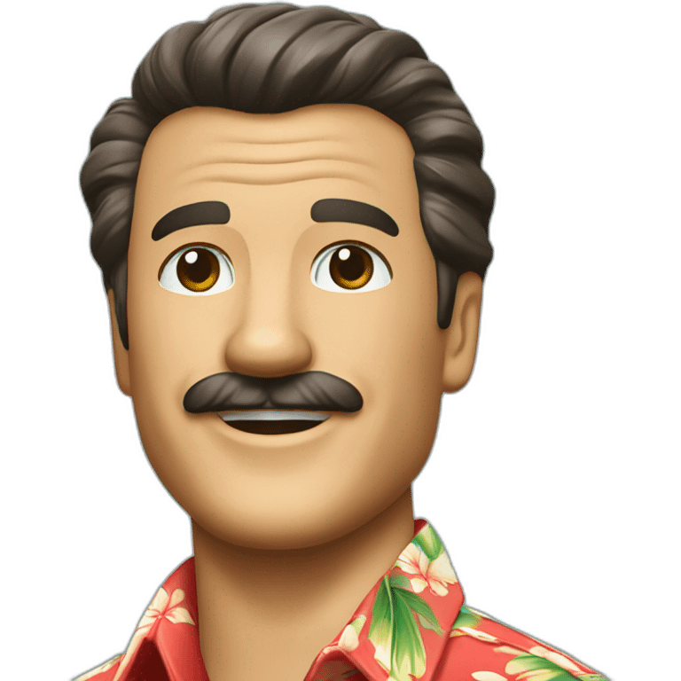 Smiling Magnum PI in Hawaiian shirt emoji