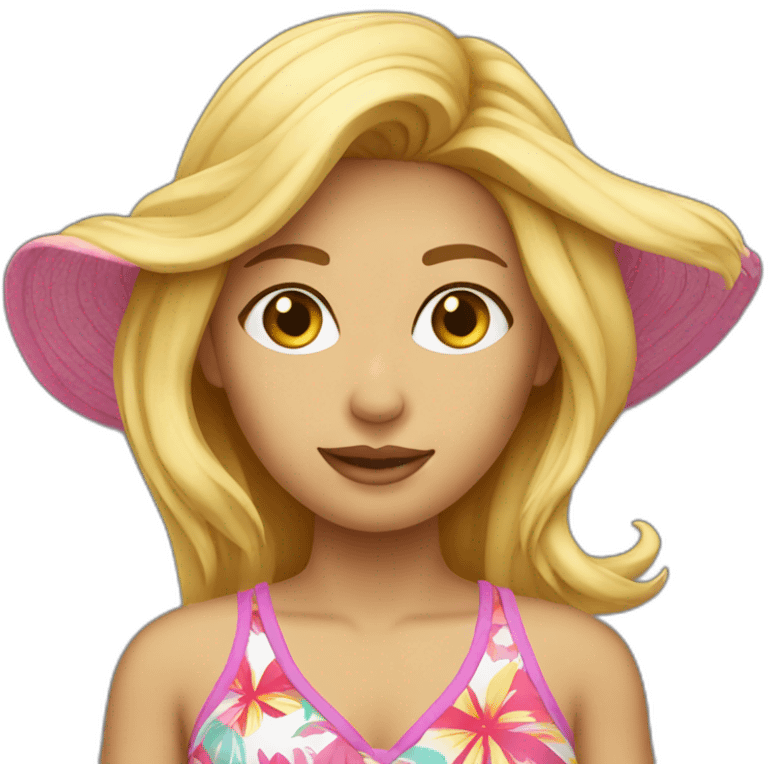 Blonde in beach clothes without superior part body emoji