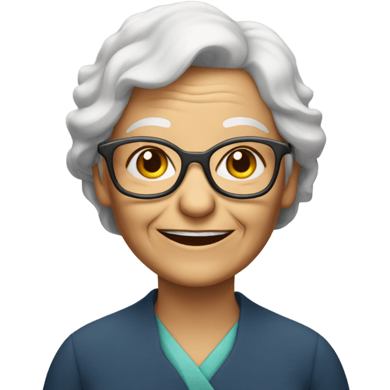 smiling old woman with glasses emoji