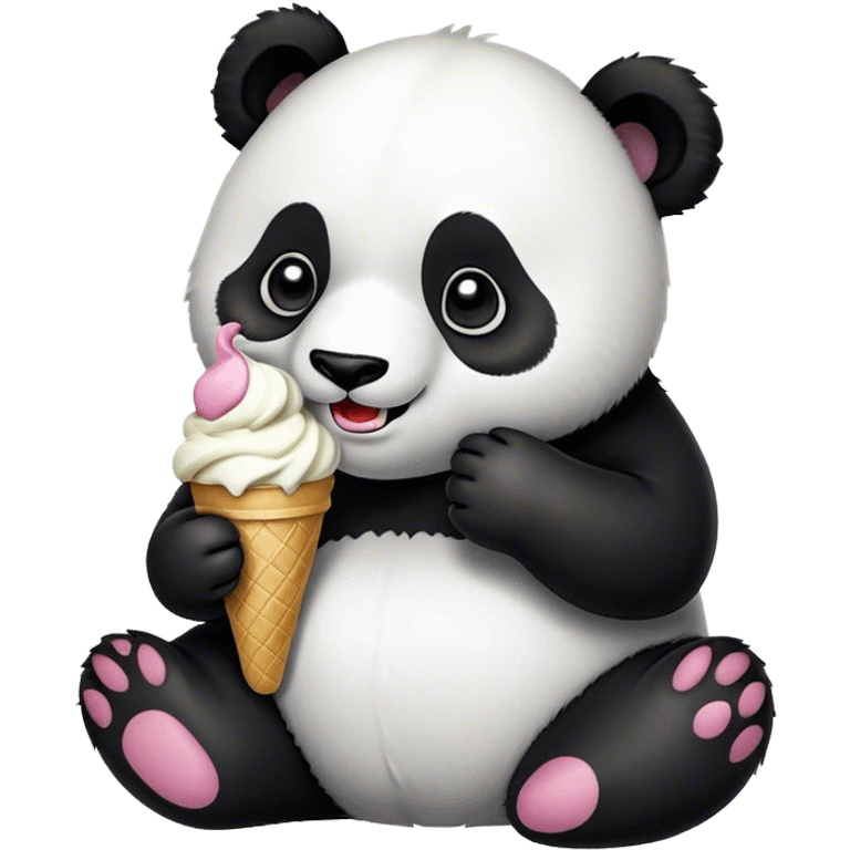 Panda eating ice cream emoji