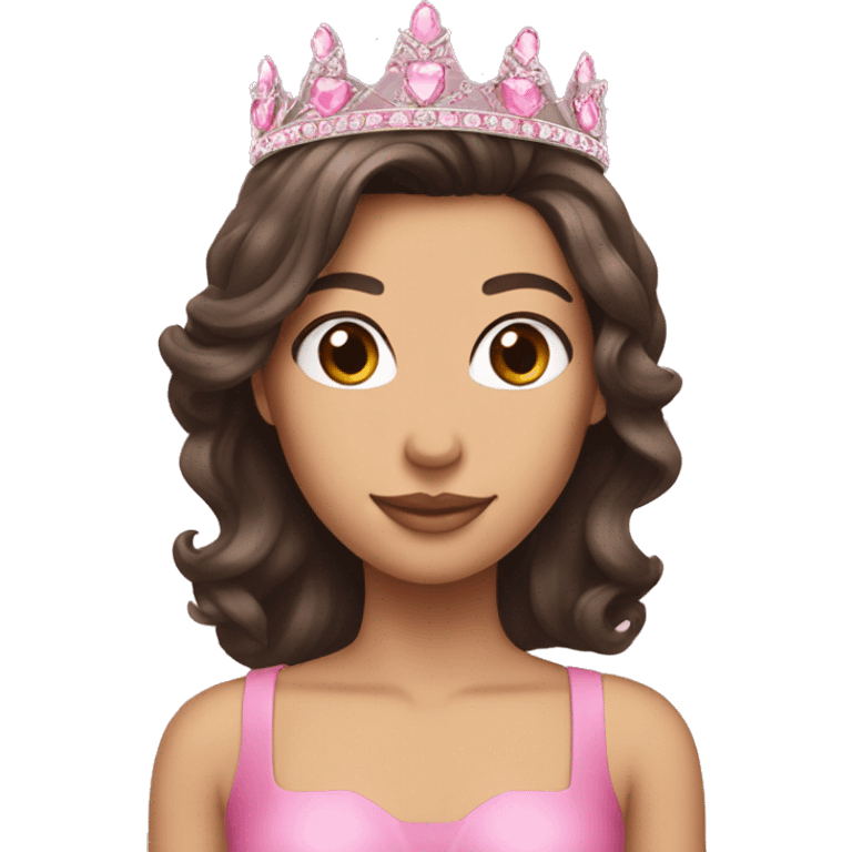 Brunette pink tiara emoji emoji