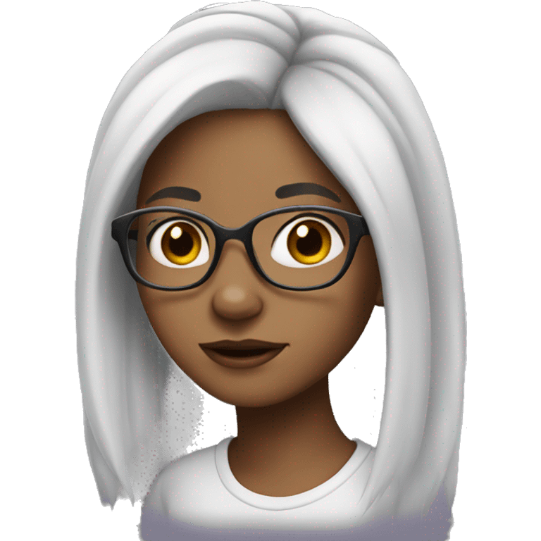 girl with piercing, white hair and glasses emoji