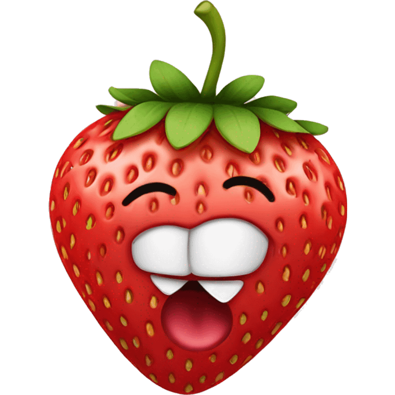 strawberry making a kissing face emoji