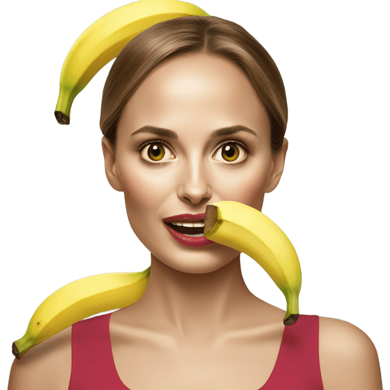 Natalie Portman with a banana in her mouth emoji