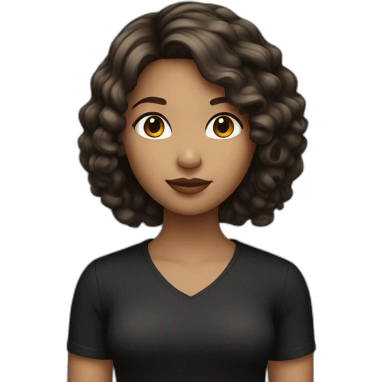 A Girl with Bob hair Brown light skin dressed in black emoji