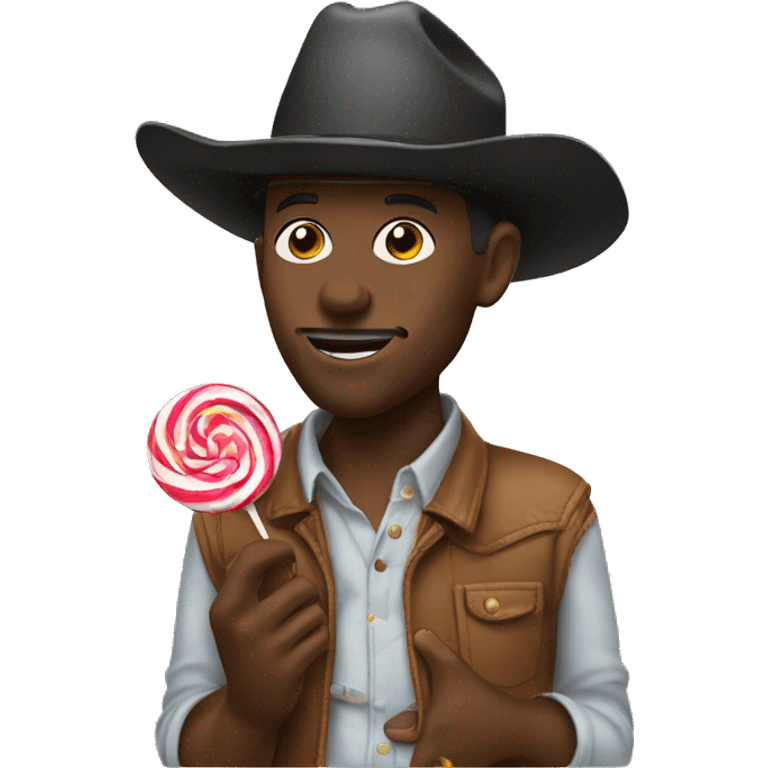 Black man eating candy with a cowboy hat emoji