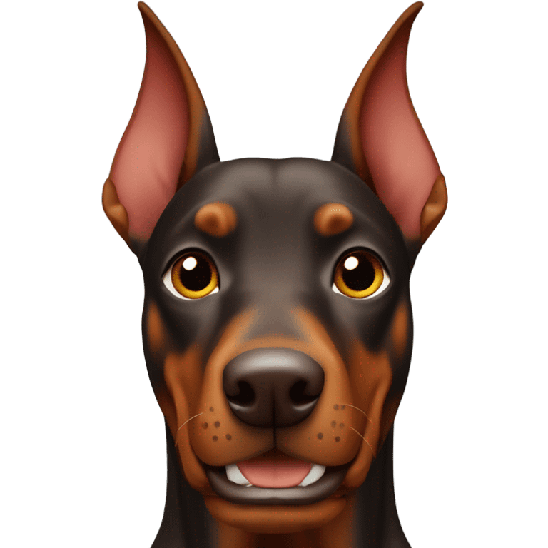 Red Doberman without cropped ears face facing front happy eyes emoji