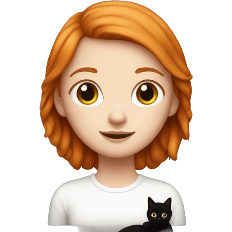 Ginger girl with black and white cat  emoji