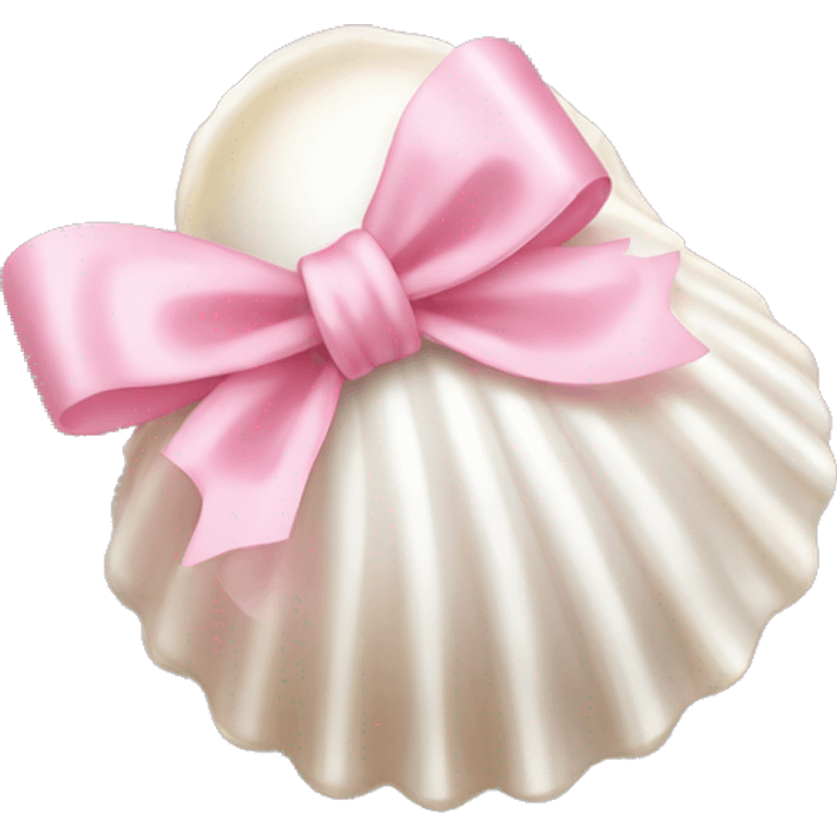 Pearl shell and light pink bow emoji