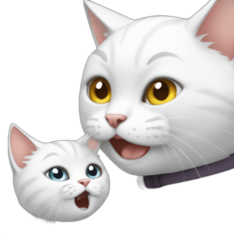 white cat fight with little grey cat emoji