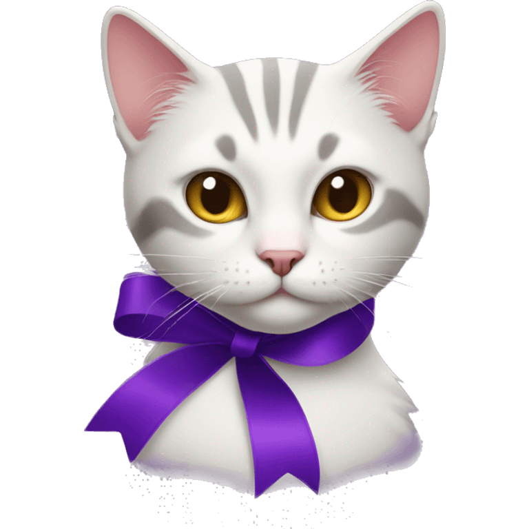 Cat with purple ribbon emoji