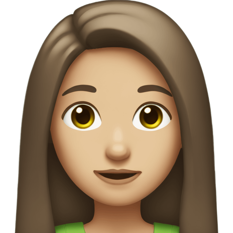 Girl with brown long straight hair and green eyes  emoji