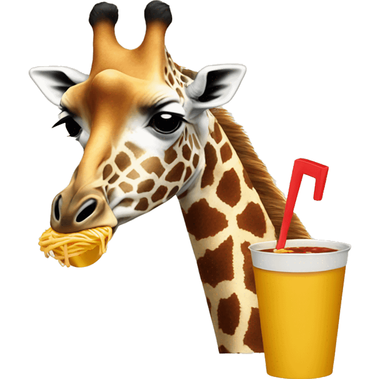 Giraffe eating a ramen emoji