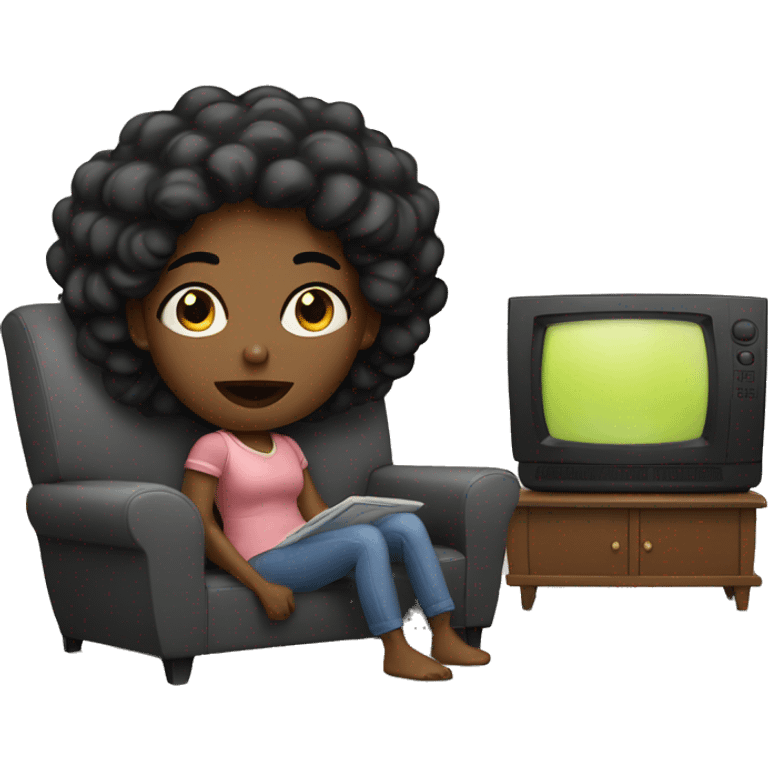 Black woman watching tv emoji