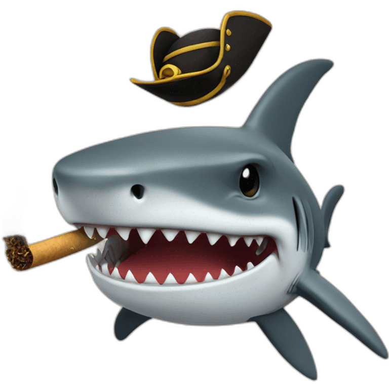 Shark pirate in pirate hat while smoking emoji