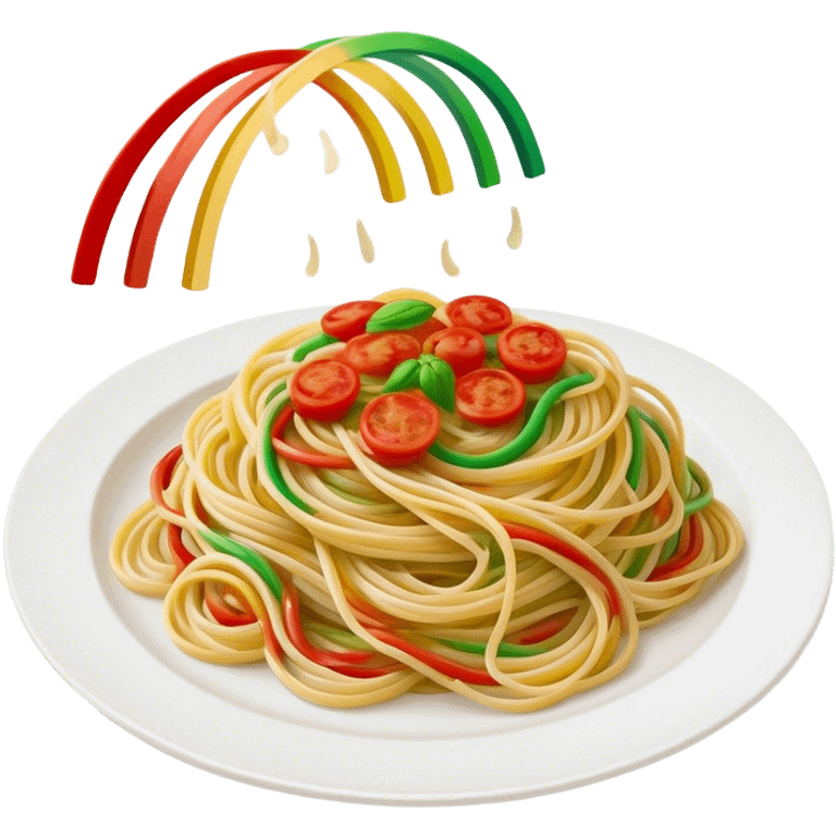 green white and red rainbow with a plate of spaghetti at the end of it emoji