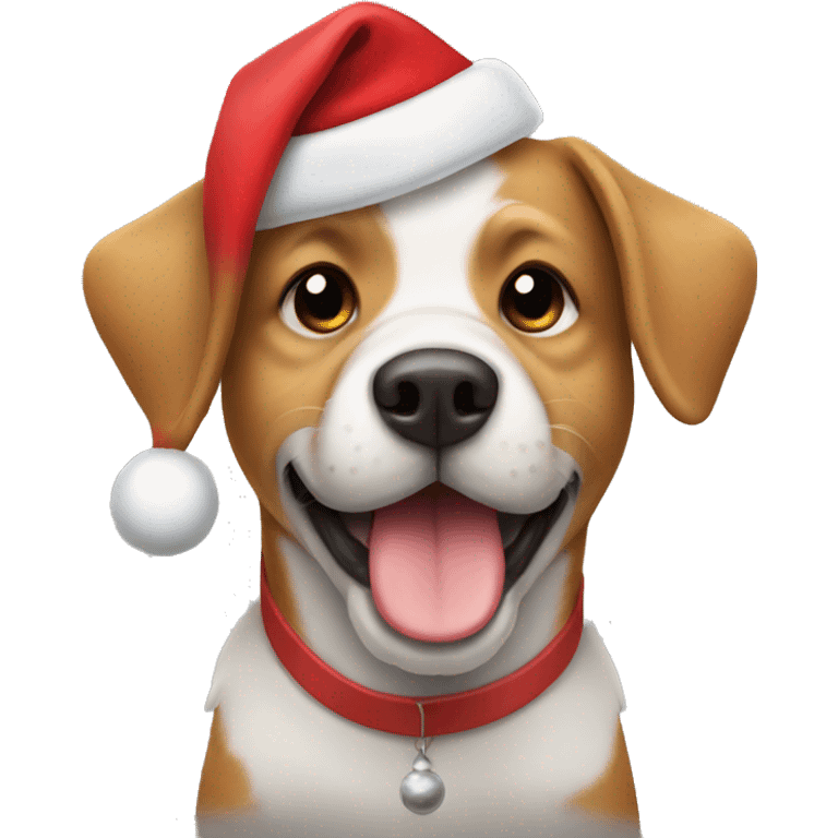 Dog with Christmas hat on emoji