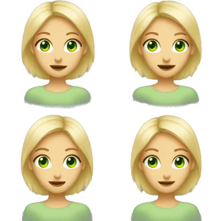 Blonde, green eyed girl with different facial expressions  emoji