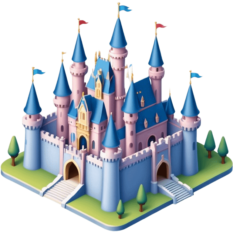 Isometric 3D Disney castle emoji