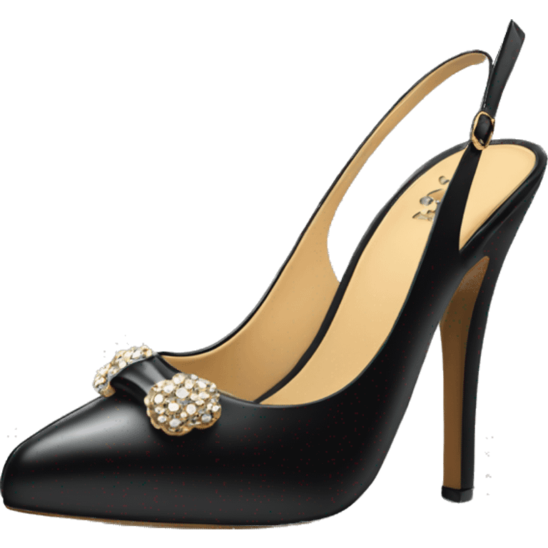 Elegant expensive shoes slingback black pumps  emoji